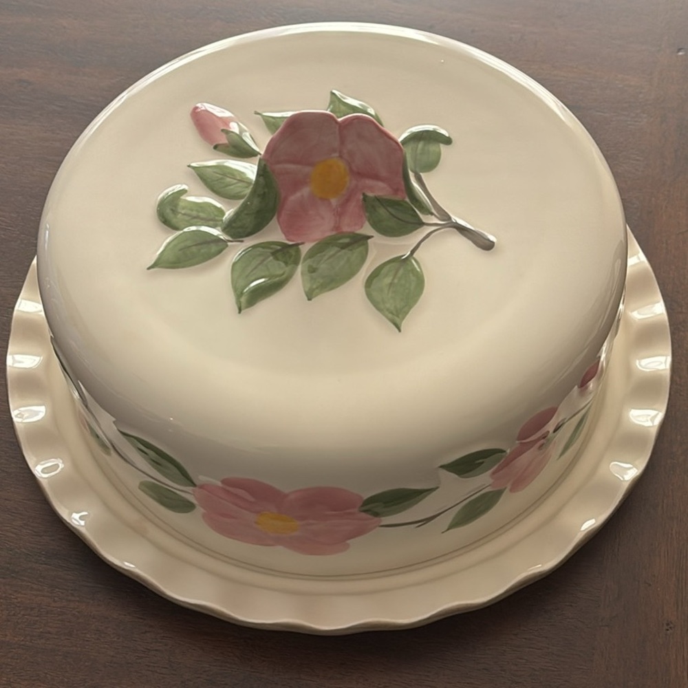 Franciscan Ware Desert Rose Cake Plate Covered Vintage Rare New